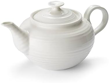 Portmeirion סופי קונראן קומקום לבן | 32 אונקיה סיר תה עם מכסה | קומקום קלאסי להגשת תה וקפה | עשוי חרסינה